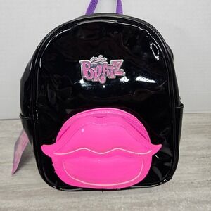 Bratz‎ Mini Backpack Black Patent Pink Lips Y2K Style Kids Girls New With Tags